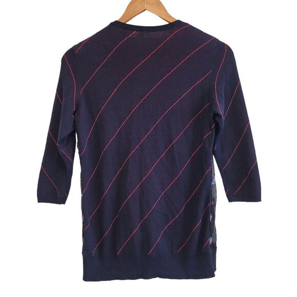 Anthropologie Moth layered fox print striped  cardigan small - Picture 6 of 13